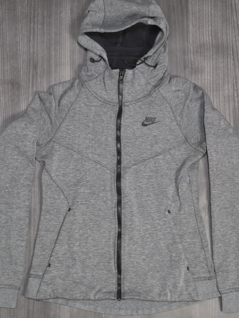 Nike Womens Grey Cotton & Polyester Long Sleeve FullZip Sport Hoodie Size Small